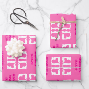 Bubblegum Roze en witte harten Inpakpapier Vel