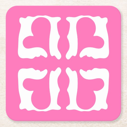 Bubblegum Roze en witte harten Kartonnen Onderzetters (Voorkant)