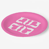 Bubblegum Roze en witte harten Papieren Bordje (Gekanteld)