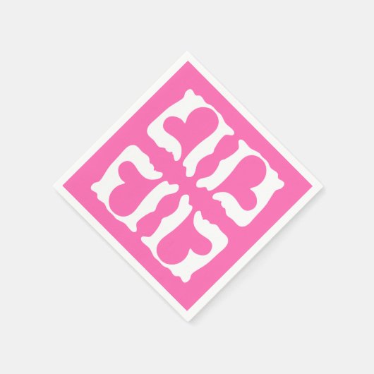 Bubblegum Roze en witte harten Servet (Hoek)