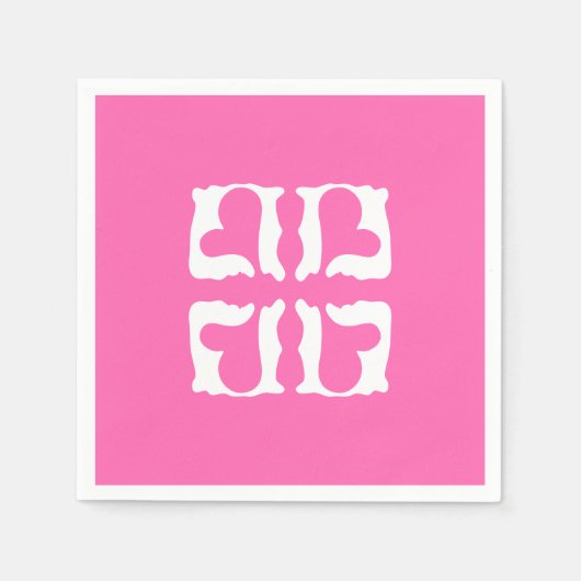 Bubblegum Roze en witte harten Servet (Voorkant)