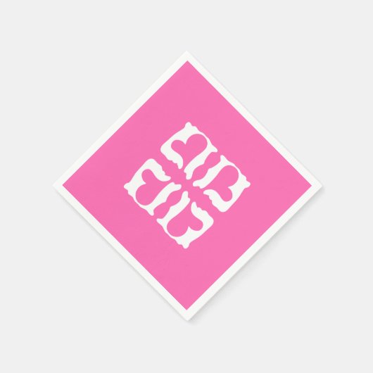 Bubblegum Roze en witte harten Servet (Hoek)