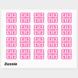 Bubblegum Roze en witte harten Vierkante Sticker