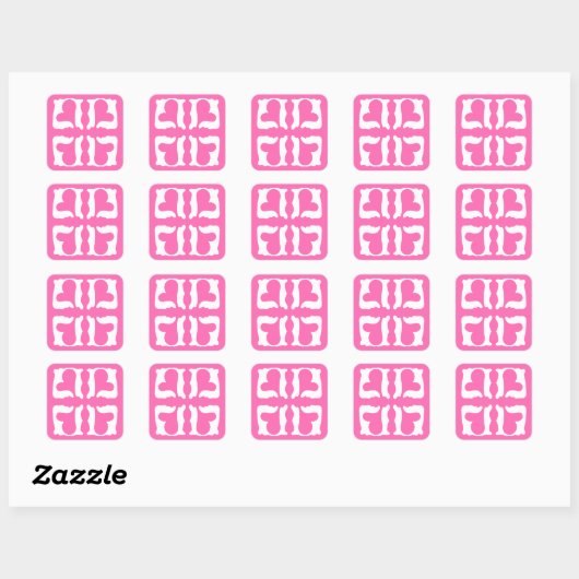 Bubblegum Roze en witte harten Vierkante Sticker (Vel)
