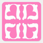 Bubblegum Roze en witte harten Vierkante Sticker (Voorkant)