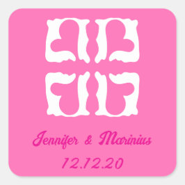Bubblegum Roze en witte harten Vierkante Sticker