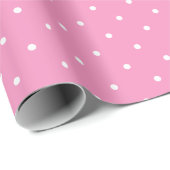 Bubblegum Roze en Witte Polka Dots Patroon Cadeaupapier (Rol Hoek)
