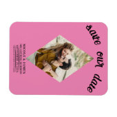 Bubblegum Roze Foto Bruiloft Save the Date Magneet (Horizontaal)