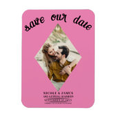 Bubblegum Roze Foto Bruiloft Save the Date Magneet (Verticaal)