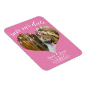 Bubblegum Roze Hart Foto Bruiloft Save the Date Magneet (Rechterzijde)