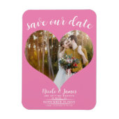 Bubblegum Roze Hart Foto Bruiloft Save the Date Magneet (Verticaal)