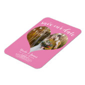 Bubblegum Roze Hart Foto Bruiloft Save the Date Magneet (Linkerzijde)
