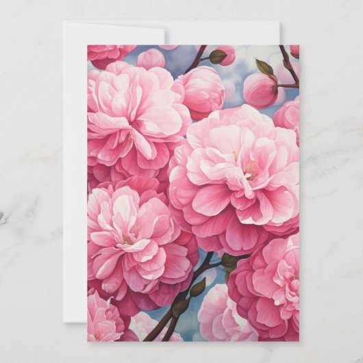 Bubblegum Roze, Katoen Snoep & Aardbei Bruiloft Kaart (Achterkant)