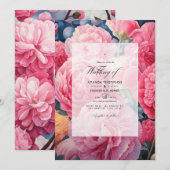 Bubblegum Roze, Katoen Snoep & Aardbei Bruiloft Kaart (Voorkant / Achterkant)