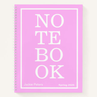 Bubblegum Roze Moderne Grote "NOTEBOOK" Notitieboe Notitieboek