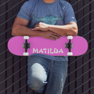 Bubblegum Roze Moderne Naam   Stijlvol Trendy Persoonlijk Skateboard