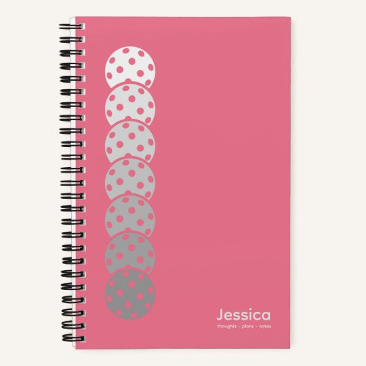 Bubblegum Roze Pickleball Gradient Persoonlijk Notitieboek (Voorkant)