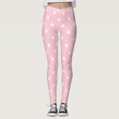 Bubblegum roze pokadots leggings (Voorkant)