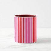 Bubblegum Roze Rood Verticaal Strepen Design Mok (Midden)