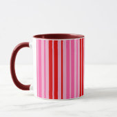 Bubblegum Roze Rood Verticaal Strepen Design Mok (Links)