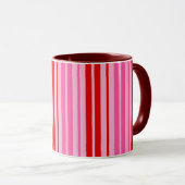 Bubblegum Roze Rood Verticaal Strepen Design Mok (Voorkant rechts)