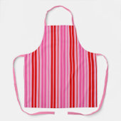 Bubblegum Roze Rood Verticaal Strepen Design   Schort (Voorkant)