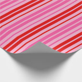 Bubblegum Roze Rood Verticale Strepen Design   Cadeaupapier (Hoek)