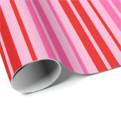 Bubblegum Roze Rood Verticale Strepen Design   Cadeaupapier (Rol Hoek)