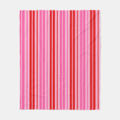 Bubblegum Roze Rood Verticale Strepen Design   Fleece Deken (Voorkant)