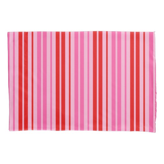 Bubblegum Roze Rood Verticale Strepen Design   Kussensloop (Voorkant)