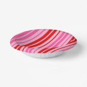 Bubblegum Roze Rood Verticale Strepen Design Papieren Kommen (Gebogen)