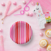 Bubblegum Roze Rood Verticale Strepen Design Papieren Kommen (Feest)