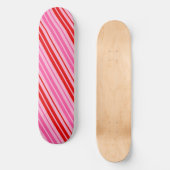 Bubblegum Roze Rood Verticale Strepen Design   Persoonlijk Skateboard (Voorkant)