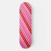 Bubblegum Roze Rood Verticale Strepen Design   Persoonlijk Skateboard (Voorkant)