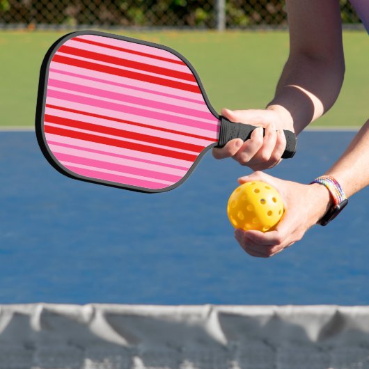 Bubblegum Roze Rood Verticale Strepen Design Pickleball Paddle (Insitu)