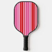 Bubblegum Roze Rood Verticale Strepen Design Pickleball Paddle (Achterkant)