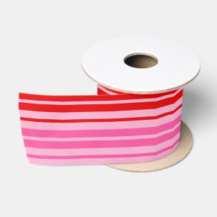 Bubblegum Roze Rood Verticale Strepen Design   Satijnen Lint