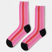 Bubblegum Roze Rood Verticale Strepen Design   Sokken (Links)
