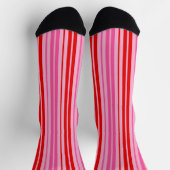 Bubblegum Roze Rood Verticale Strepen Design   Sokken (Top)