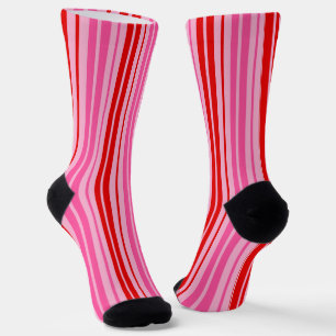 Bubblegum Roze Rood Verticale Strepen Design   Sokken