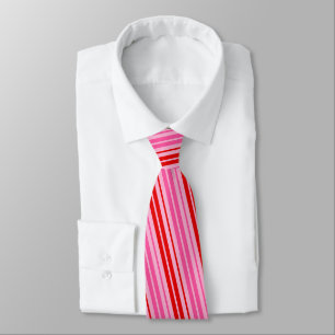 Bubblegum Roze Rood Verticale Strepen Design Stropdas