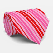 Bubblegum Roze Rood Verticale Strepen Design   Stropdas (Opgerold)