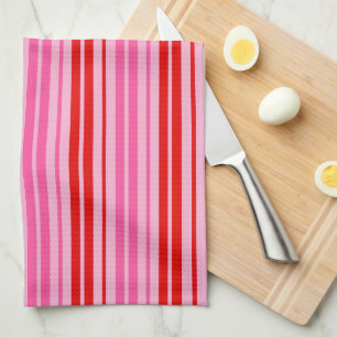 Bubblegum Roze Rood Verticale Strepen Design   Theedoek