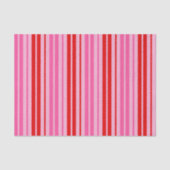 Bubblegum Roze Rood Verticale Strepen Design Tissuepapier (Voorkant)