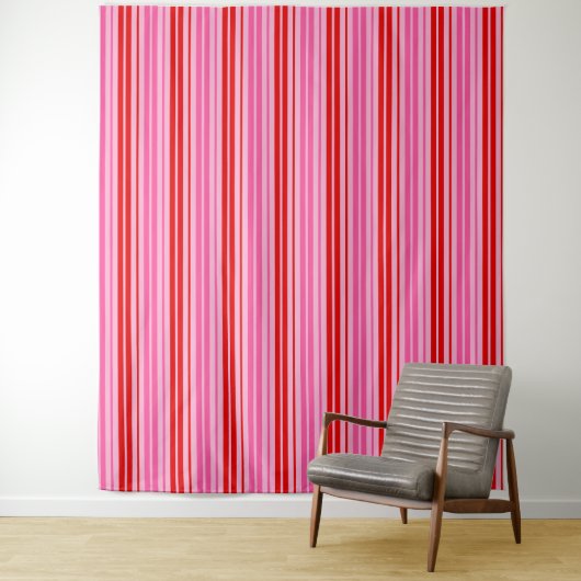 Bubblegum Roze Rood Verticale Strepen Design   Wandkleed (In situ)