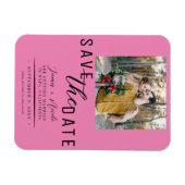 Bubblegum Roze Save the Date Foto Bruiloft Magneet (Horizontaal)