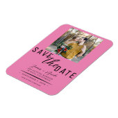 Bubblegum Roze Save the Date Foto Bruiloft Magneet (Linkerzijde)