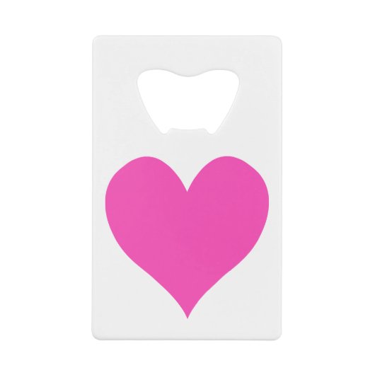 Bubblegum Roze Schattige Hart Vorm Creditkaart Flessenopener (Voorkant)