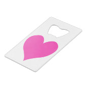 Bubblegum Roze Schattige Hart Vorm Creditkaart Flessenopener (Voorkant Gekanteld)