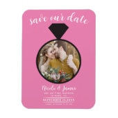 Bubblegum Roze Trouwring Foto Save the Date Magneet (Verticaal)